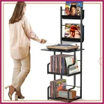 Vinyl record storage cabinet with vinyl records and turntable in stylish home setting